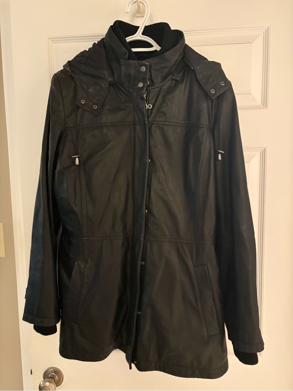 Danier Black Leather Hooded Women's Jacket
